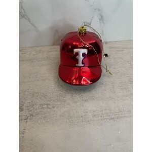 Vtg Old World Christmas Red Texas Rangers Baseball Hat Christmas Ornament Blown